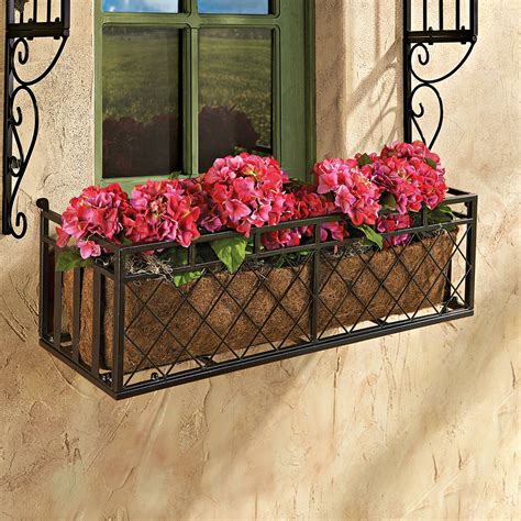 decorative metal window box planters|rectangular window box planter.